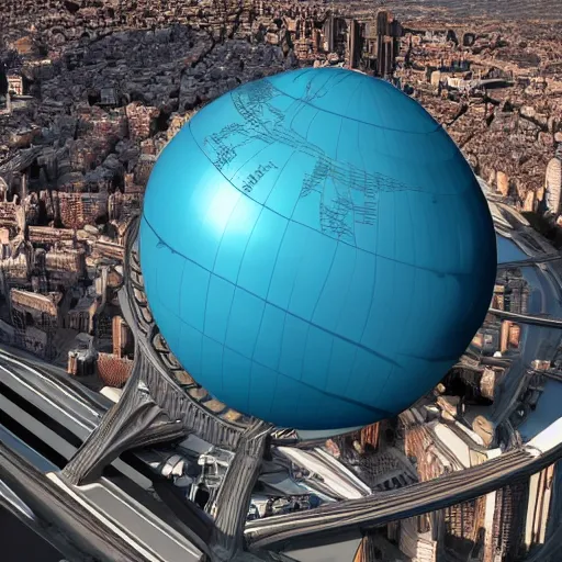 Image similar to the globe with famous tourist attractions on it in 3 d, 3 d render, smooth