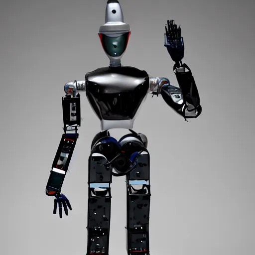 Image similar to photo of a rocket shaped humanoid robot man