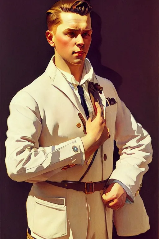 Image similar to attractive male, painting by ilya kuvshinov, j. c. leyendecker, carl larsson