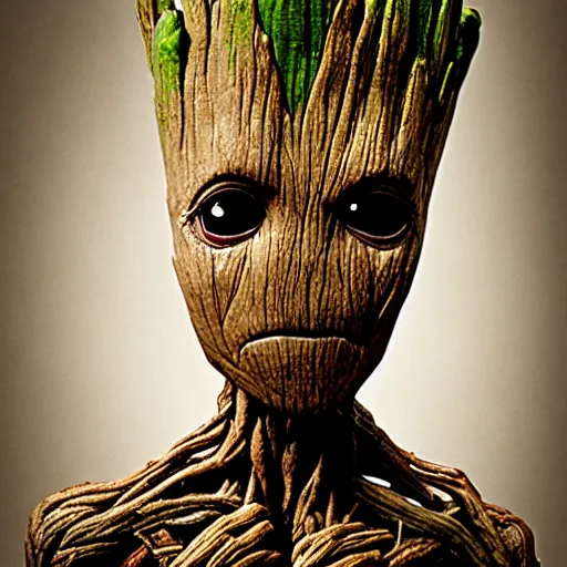 Image similar to groot as a gentleman, studio shot 1 0 0 mm, trending on behance, 8 k