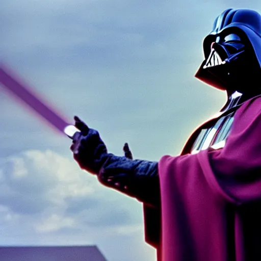 Image similar to Darth Vader vs. Mace Windu cinestill