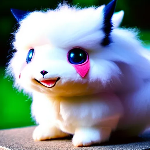 Prompt: Photo of a real life Pokemon, cute!!!, fluffy!!!, adorable!!!, ultra realistic!!!, golden hour, sharp focus