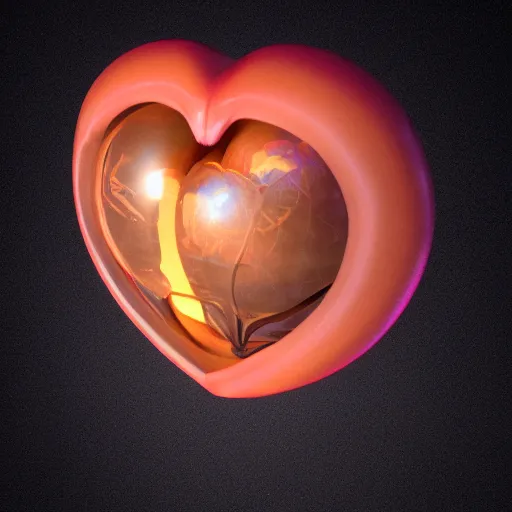 Image similar to a beating human heart inside a translucent orb, highly detailed biologically accurate human heart, unreal engine 5, path tracing, volumetric lighting, trending on artstation