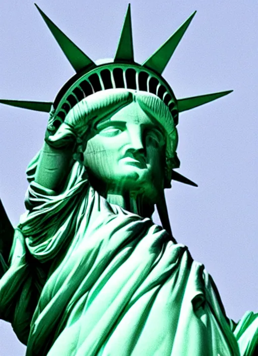 Prompt: the statue of liberty has shrek face