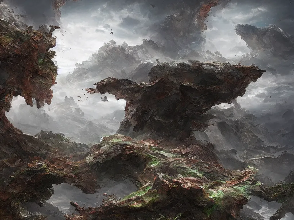 Image similar to A landscape where the future and past collide, epic digital art, grandiose