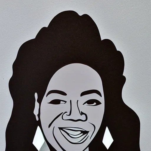 Prompt: a cut paper sculpture of oprah