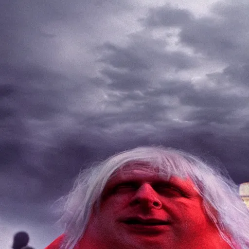 Image similar to Boris Johnson as The Blob, 4K, epic, cinematic, focus, movie still, fantasy, serious, extreme detail, atmospheric, dark colour, sharp focus