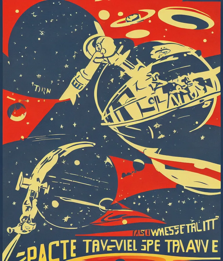 Image similar to wpa style poster for space travel