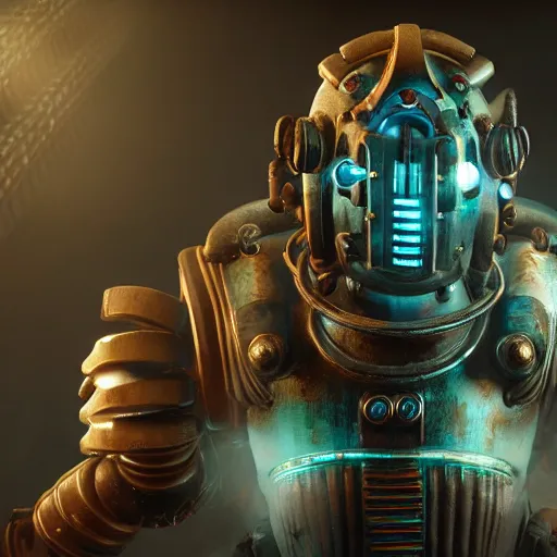 Image similar to isaac clarke as a bioshock big daddy, unreal engine 5, bioshock deadspace, high detail 3 d render,