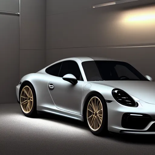 Prompt: (Porsche) designed by Apple, studio light, octane render