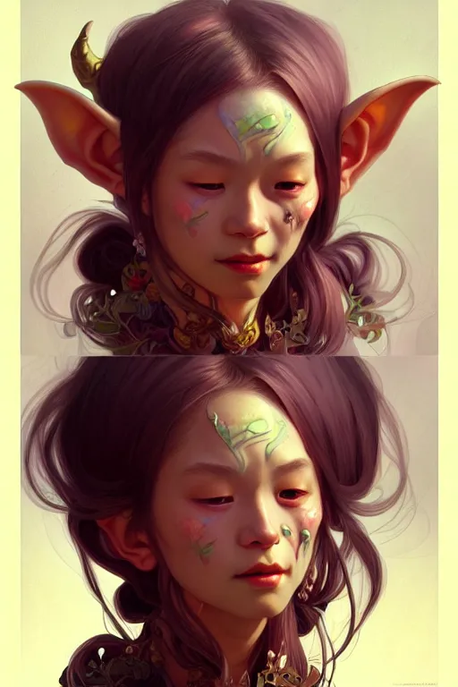 Image similar to beautiful goblin, highly detailed, digital painting, artstation, sharp focus, illustration, art by tan zi and ayanamikodon and alphonse mucha and wlop