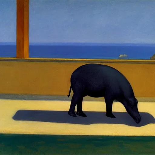 Prompt: Tapir by Edward hopper