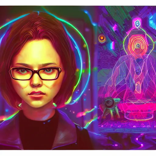 Image similar to skill magic geek inside matrix deepdream radiating a glowing aura stuff loot legends stylized digital illustration video game icon artstation lois van baarle, ilya kuvshinov, rossdraws,