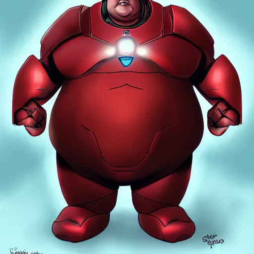 Prompt: morbidly obese ironman by Dan LuVisi