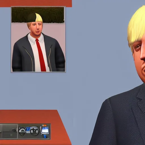 Prompt: Boris Johnson in sims 4, game play