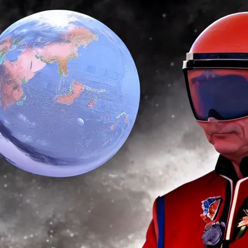 Image similar to vladimir putin has ordered a mars conquest using orbital kinetic bombardment