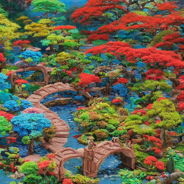 Prompt: plasticine painting of a japanese garden, highly detailed, vibrant, by ross tran and james jean