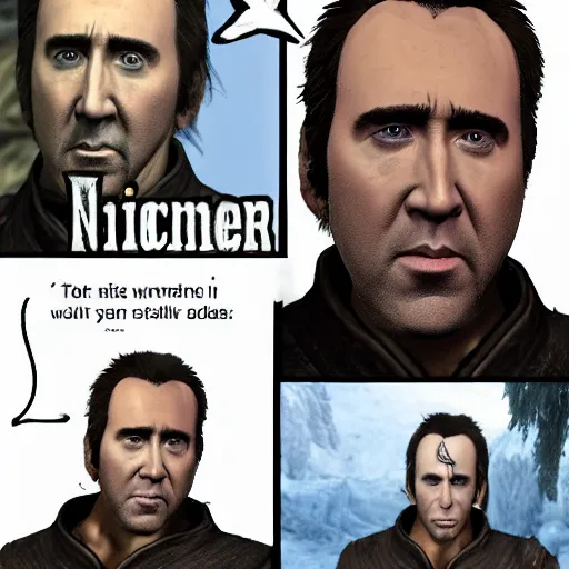 Image similar to Nicolas Cage in Skyrim