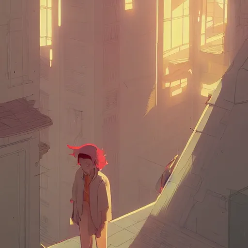 Image similar to by moebius and atey ghailan. poor main's story