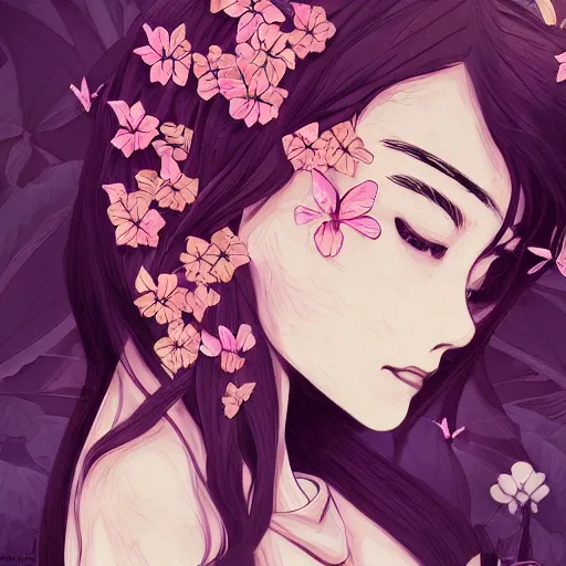 Prompt: butterfly on flower,woodcut, kuvshinov • chill • snatti89• guweiz • aenami • sylar113 • lofi • lofi • arsenixc• seerlight • anime scenery • akihabara• asabinart • lofi wallpaper • japanese wallpaper, cheeryblossom