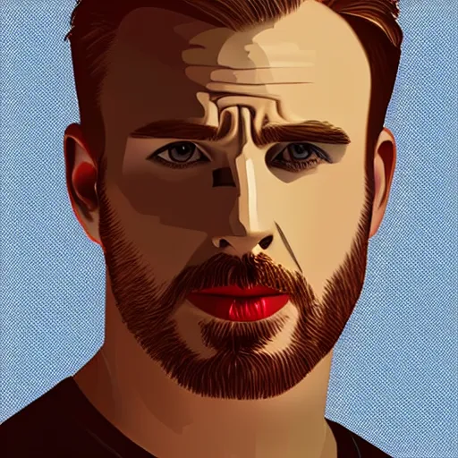 Image similar to portrait of chris evans, highly detailed, centered, solid color background, digital painting