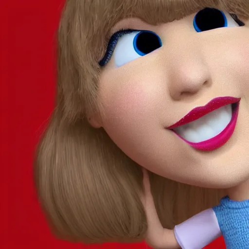 Image similar to little miss taylor swift by roger hargreaves and jim henson, octane render 3 d hd 4 k