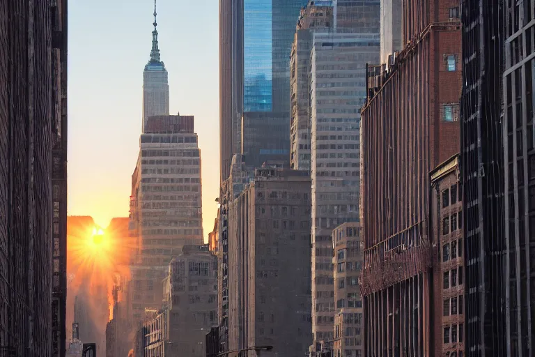 Image similar to photograph looking out of an apartment window in manhattan new york city, sunrise!! dawn, early morning light, cinematic, epic scene, volumetric light, highly detailed, 50mm, f8, fujifilm, Daniel Kordan, Flickr, 500px,