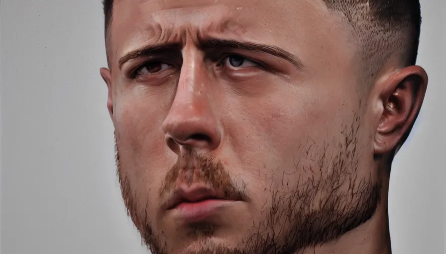 Image similar to hand paited bust of eden hazard, hyperdetailed, artstation, cgsociety, 8 k