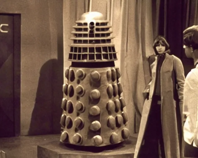 Image similar to a dalek in a 1 9 6 0 s episode of doctor who