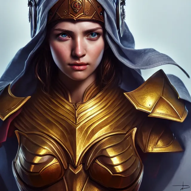 Image similar to holy paladin, highly detailed, 4 k, hdr, smooth, sharp focus, high resolution, award - winning photo, artgerm, photorealistic