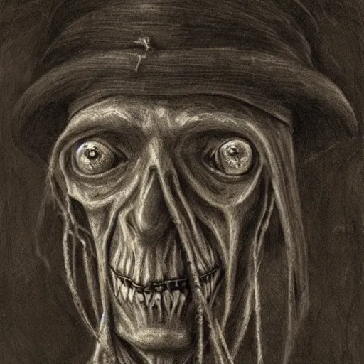 Prompt: a detailed painting of papa legba, by john kenn mortensen, horror, dark, digital art, realistic painting, very detailed