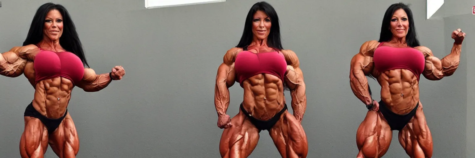 photo of angela salvagno muscle woman flexing biceps