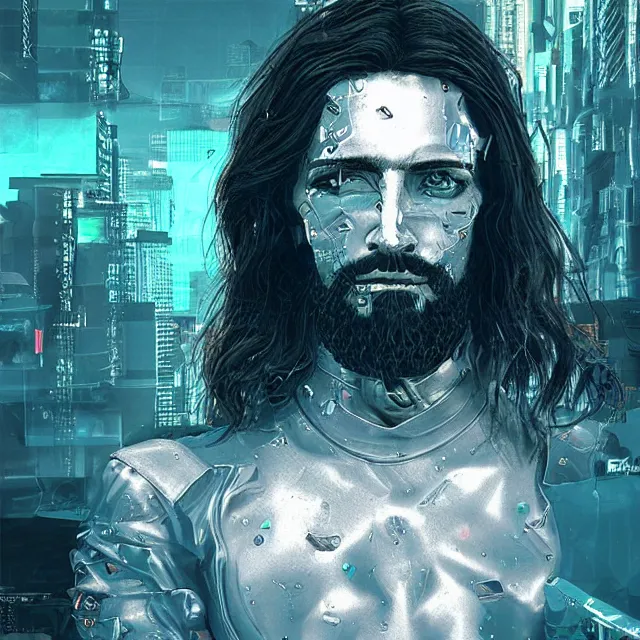 Prompt: glitch art of cyberpunk jesus h. christ trending on artstation deviantart pinterest photorealistic hd 8 k highlights and shadow detailed high resolution