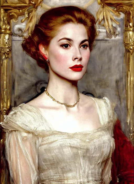 Image similar to a beautiful painting of grace kelly by John Everett Millais and Dante Gabriel Rossetti and John Collier and john william waterhouse, pre-raphaelite, detailed, trending on artstation, hd, masterpiece