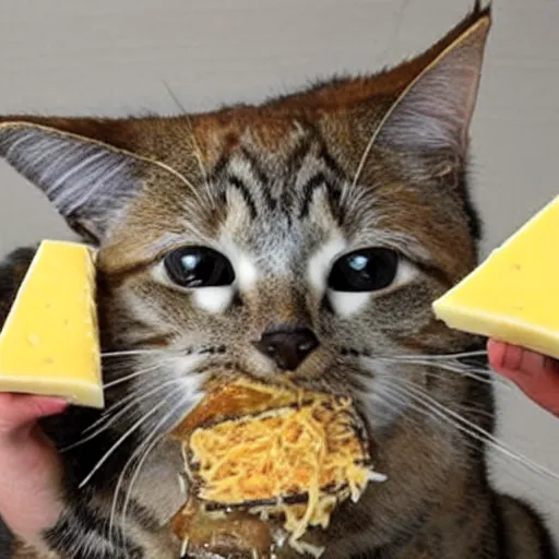 Image similar to cat with cheese for a head