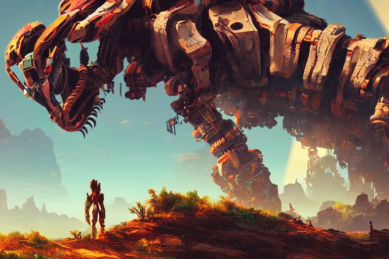 Image similar to tideripper machine mecanical creature robot of horizon forbidden west horizon zero dawn radiating a glowing aura global illumination ray tracing hdr fanart arstation by ian pesty and alena aenami artworks in 4 k