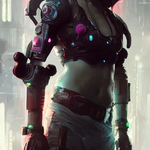 Image similar to cyberpunk character, full body shot, concept art, painted by stanley lau, painted by greg rutkowski, painted by stanley artgerm, digital art, trending on artstation