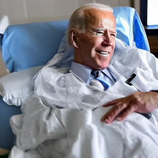 Image similar to a professional atmospheric film like 35mm photograph of Joe Biden wearing a garish hospital gown is drooling with late stage Dementia in a wheelchair at a disgusting run-down senior citizen rest home, there is full bedpan next to him