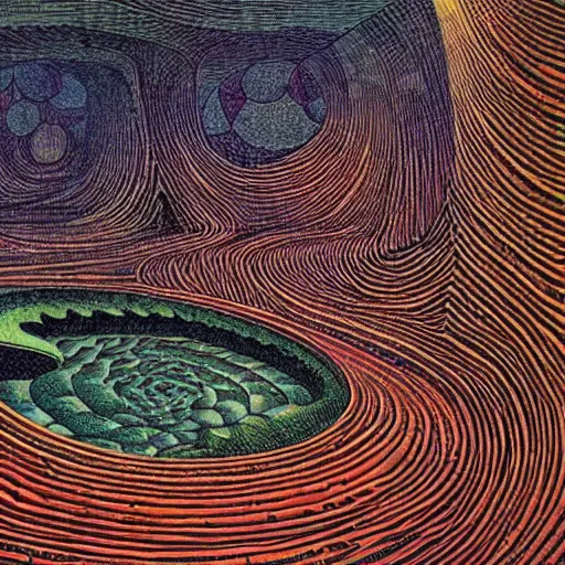 Prompt: the world is labyrinthine beyond possibility of imagining, inhabited on many levels by alien intelligence, infinite in extent, staggering in its beauty, terrifying in its weirdness, endlessly satisfying and peculiar, by jean giraud