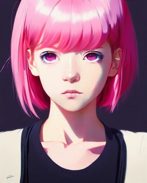 Prompt: cute girl with pink hair | | very very anime!!!, fine - face, symmetry face, audrey plaza, fine details. anime. realistic shaded lighting poster by ilya kuvshinov katsuhiro otomo ghost - in - the - shell, magali villeneuve, artgerm, jeremy lipkin and michael garmash and rob rey