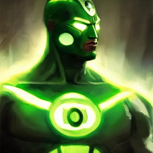 Image similar to portrait of Idris Ekba as green lantern, DC art, art by greg rutkowski, matte painting, trending on artstation