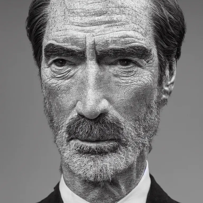 Image similar to studio photograph of hyperrealistic accurate portrait sculpture of timothy dalton, beautiful symmetrical!! face accurate face detailed face realistic proportions, made of peppercorns on a pedestal by ron mueck and matthew barney and greg rutkowski, hyperrealism cinematic lighting shocking detail 8 k