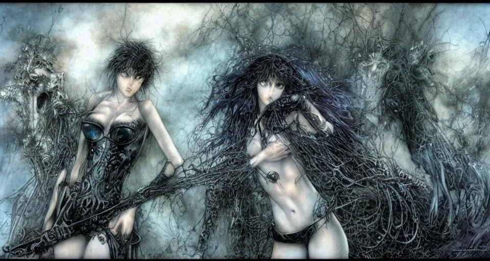 Image similar to the two complementary forces that make up all aspects and phenomena of life, by Luis Royo,