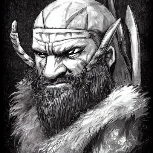 Prompt: rpg portrait of a rugged barbarian man by justin sweet, icewind dale, d&d,