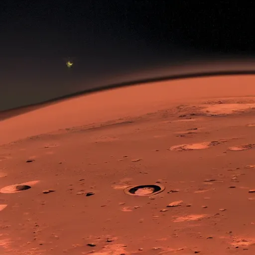 Image similar to a telescope captures a red flying light on mars.