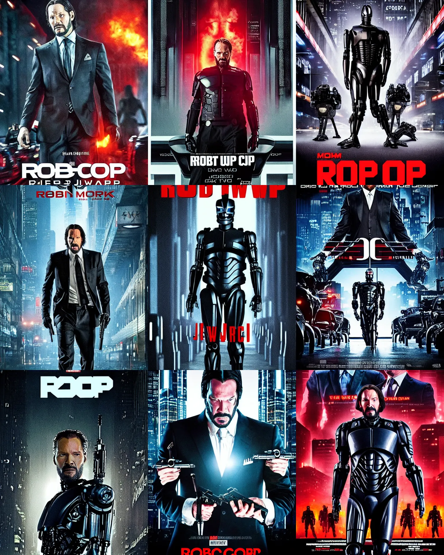 Prompt: movie poster from robocop in the new john wick movie