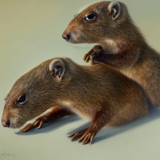 Prompt: pocketmarmots, cinematic lighting, detailed oil painting, hyperrealistic, 8k