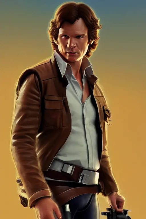 Image similar to han solo, action figurine toy, vaporwave, highly detailed, digital painting, artstation, concept art, smooth, sharp focus, illustration, art by artgerm and greg rutkowski and alphonse mucha