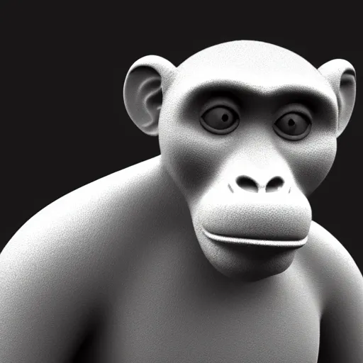 Image similar to a 3 d model of a monkey with no color with a black background and shaders