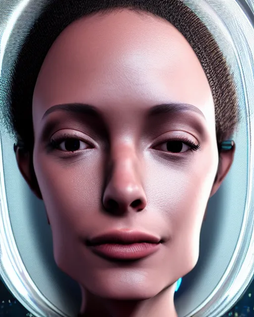 Prompt: realistic portrait of futuristic woman, ultra realistic, 8k